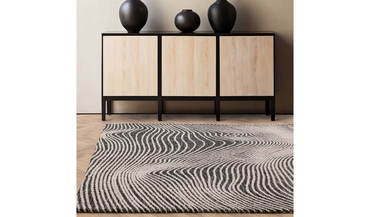 Mega Flooring Black Modern Abstract Rug - 200 x 290cm