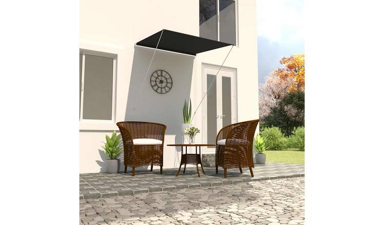 Walplus Polyester Retractable Awning - Anthracite - 100x150 cm