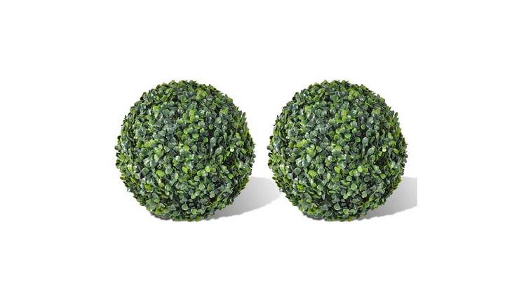 Walplus Pack of 2 Boxwood Ball Artificial Leaf Topiary Ball - Mixed Green
