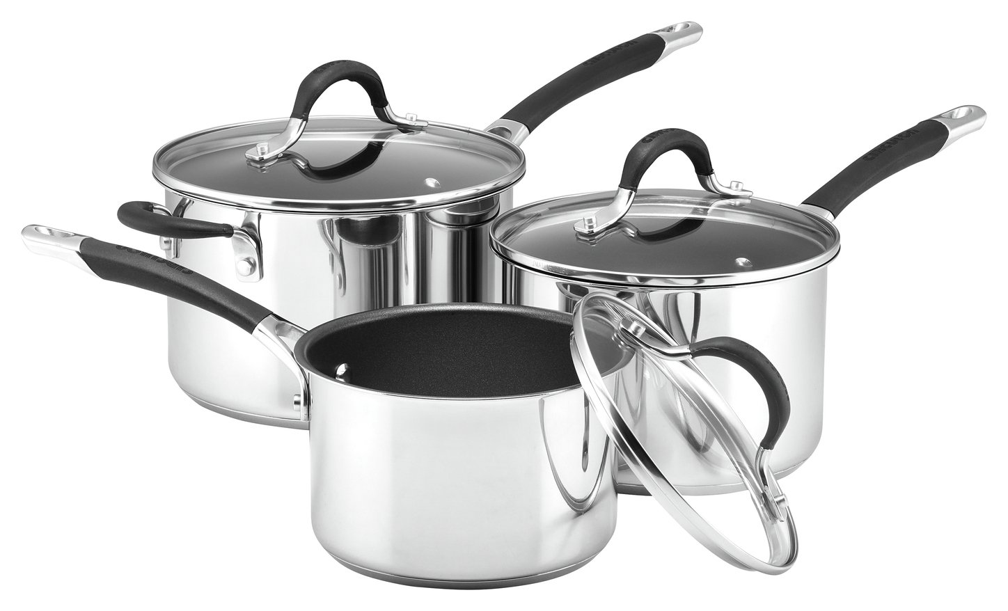 Circulon Momentum 3 Piece Stainless Steel Saucepan Set