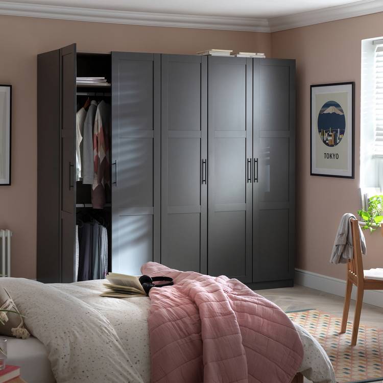 Habitat Munich Panelled 5 Door Wardrobe - Anthracite 0