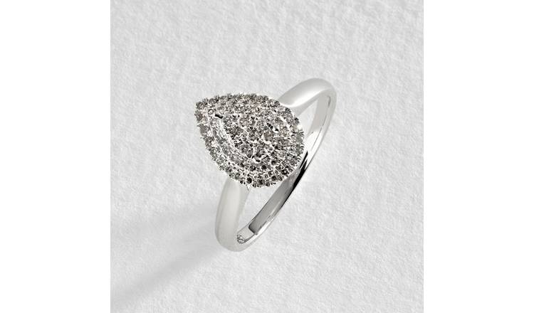 Revere 9ct White Gold 0.25ct Diamond Ring - J