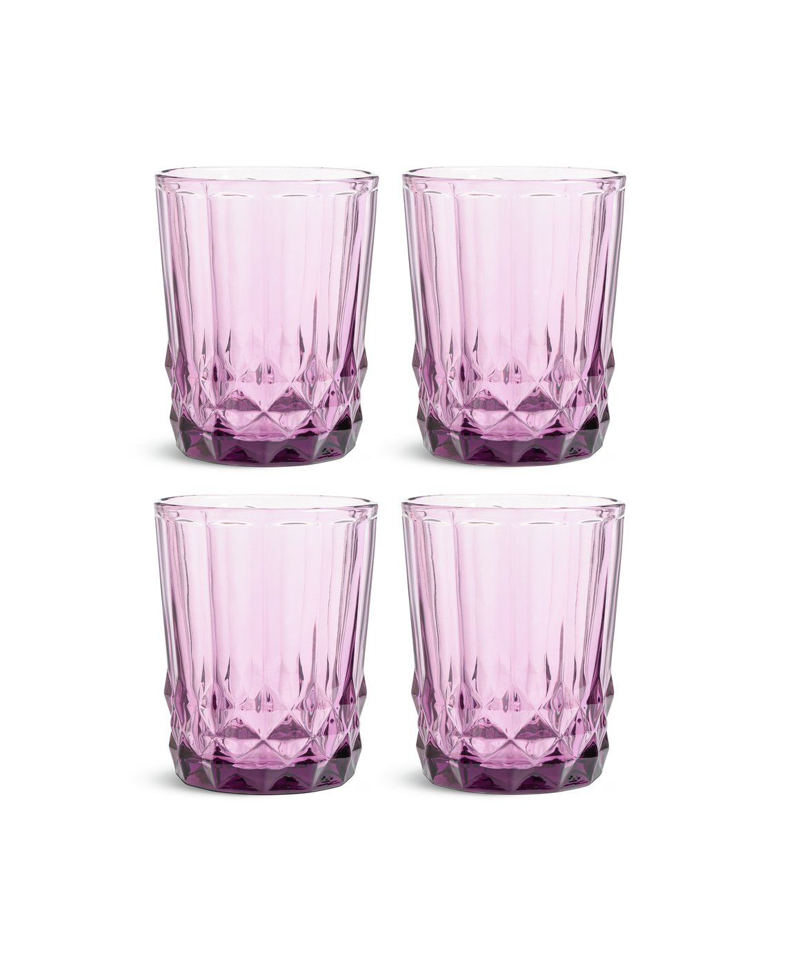 Habitat Plum Pressed Set of 4 Tumbler Glass