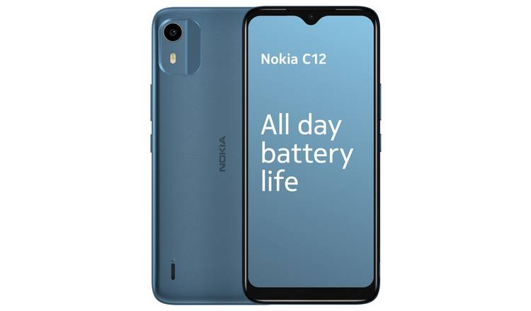 Buy SIM Free Nokia C12 64GB Mobile Phone - Cyan | SIM free phones | Argos