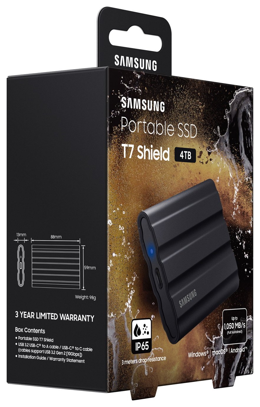 Buy Samsung T7 Shield USB 3.2 4TB Portable SSD - Black | External