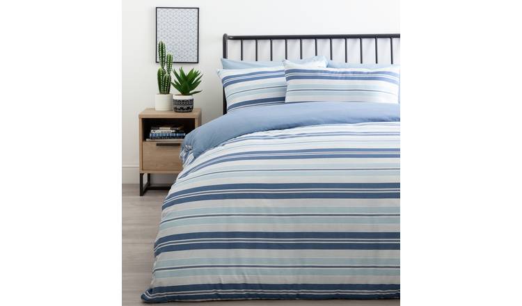 Buy Argos Home Light Blue Striped Bedding Set Kingsize Duvet