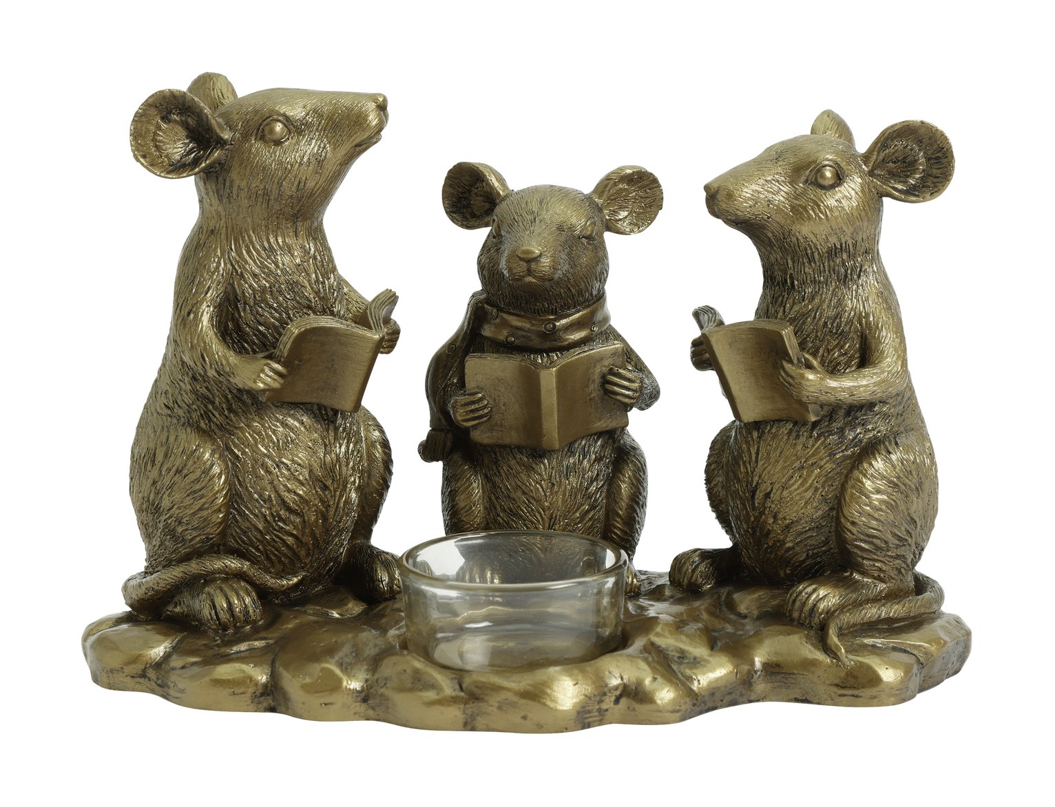Argos Home Mice Family Tealight Holder - Gold