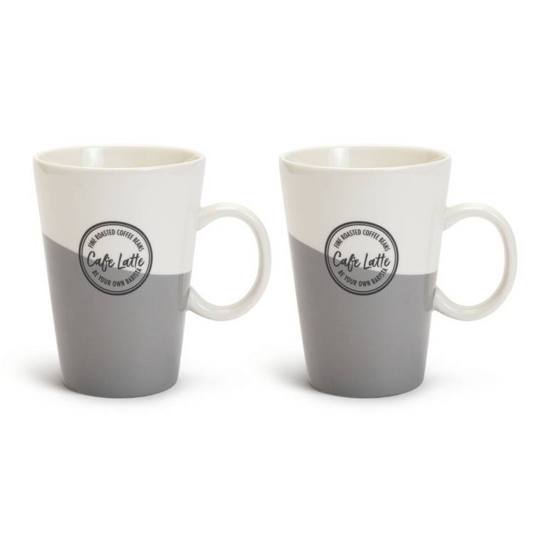 Habitat Set of 2 Latte Cup - Grey and White 0