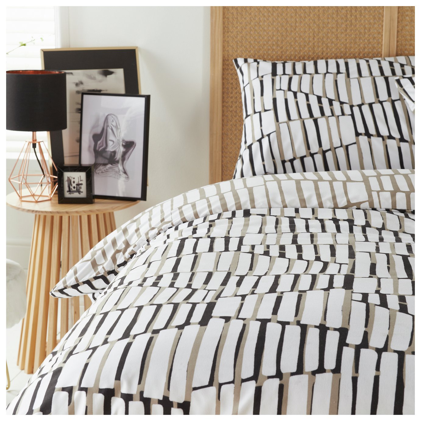 Cosmo Living Geo Printed Natural Bedding Set - Single