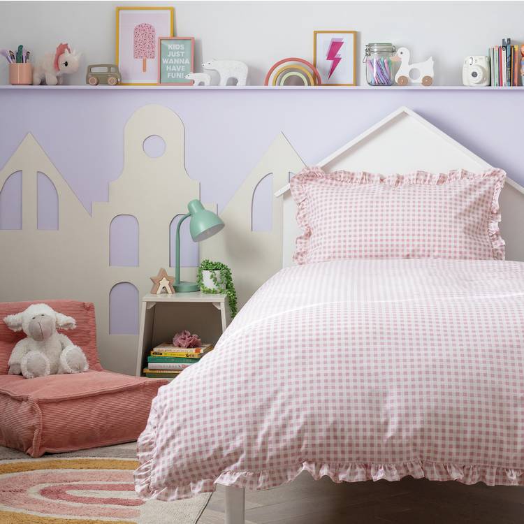 Habitat Gingham Pink Kids Bedding Set - Single 0