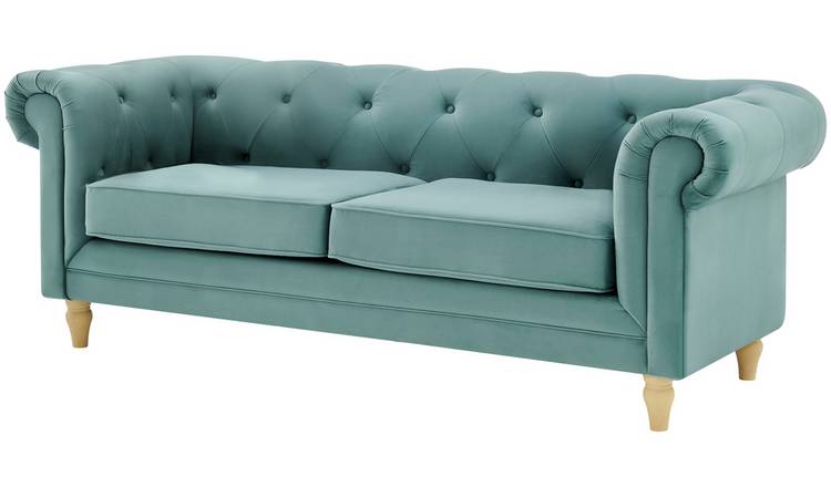 Habitat Clarendon Chesterfield Velvet 3 Seater Sofa - Teal