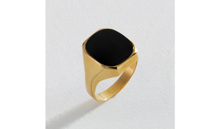 Revere 9ct Yellow Gold Black Onyx Signet Ring - U