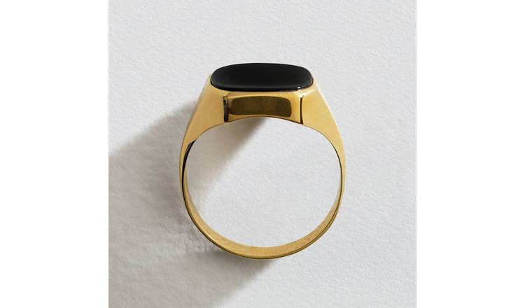 Ladies onyx signet on sale ring