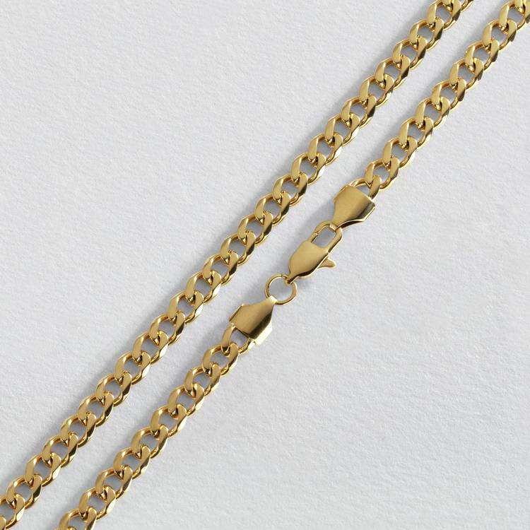 Revere Gold Coloured Stainless Steel Curb Chain Necklace 0