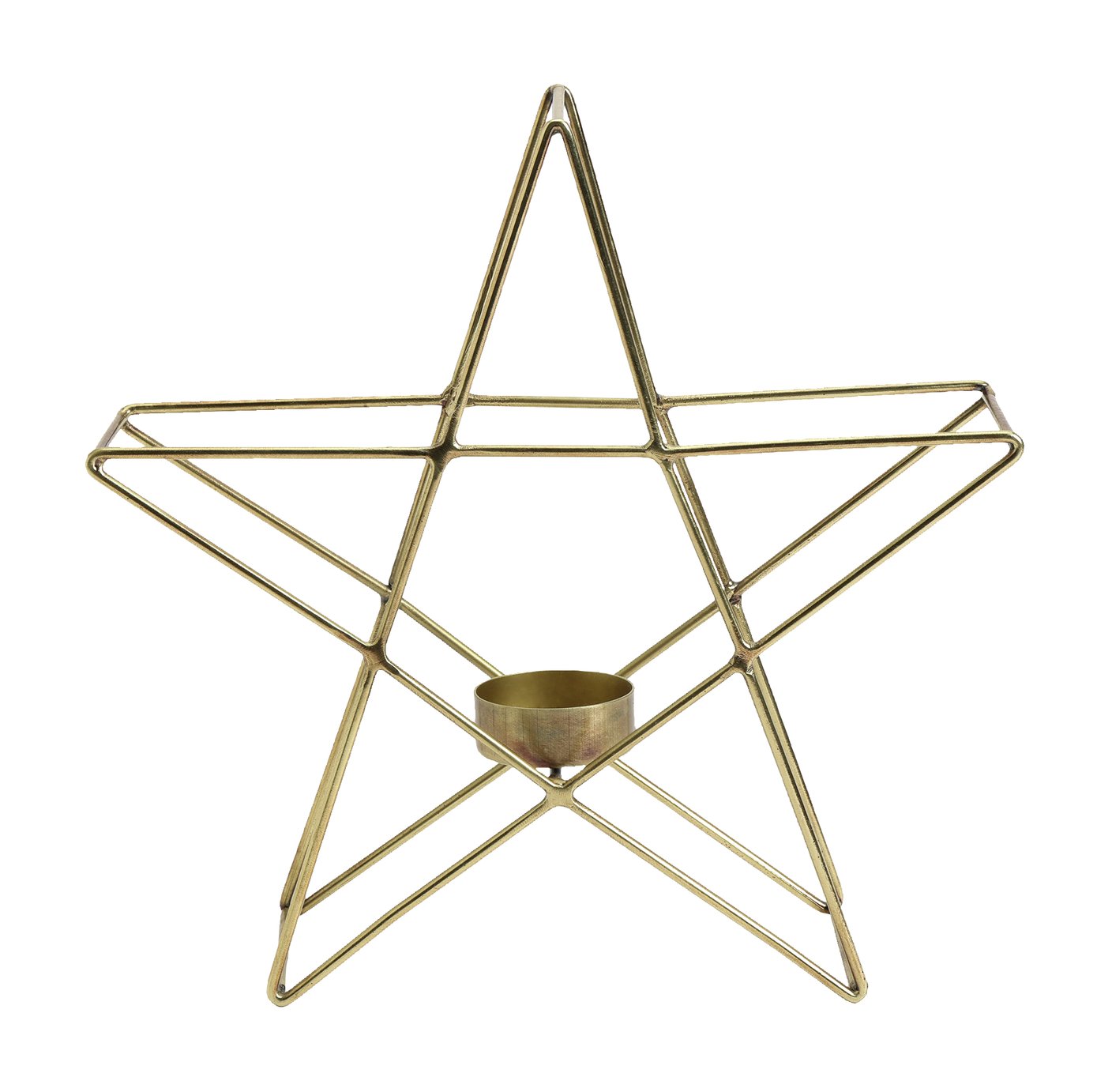 Argos Home Large Star Wire Tealight Holder - Gold