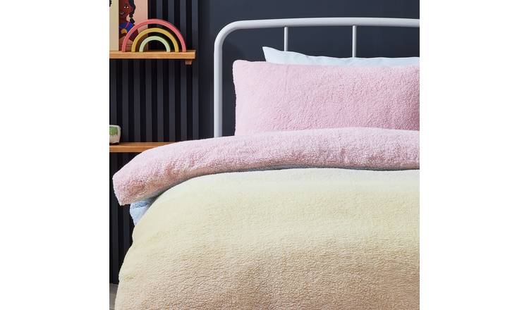 Argos Home Rainbow Ombre Fleece Bedding Set - Double