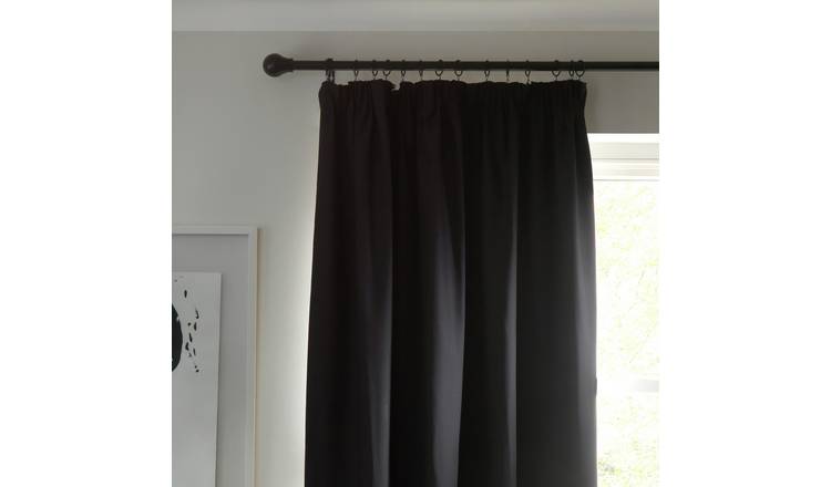 Habitat Blackout Plain Pencil Pleat Curtain -  Black