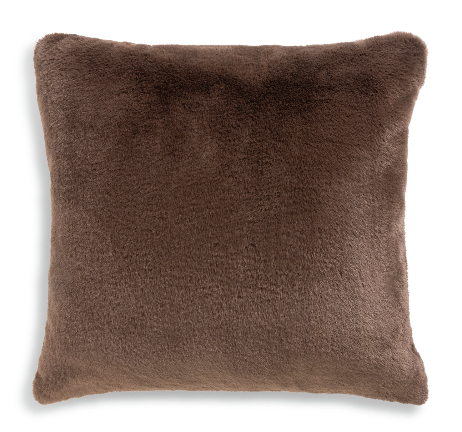 Habitat Faux Fur Cushion - Chocolate - 43x43cm