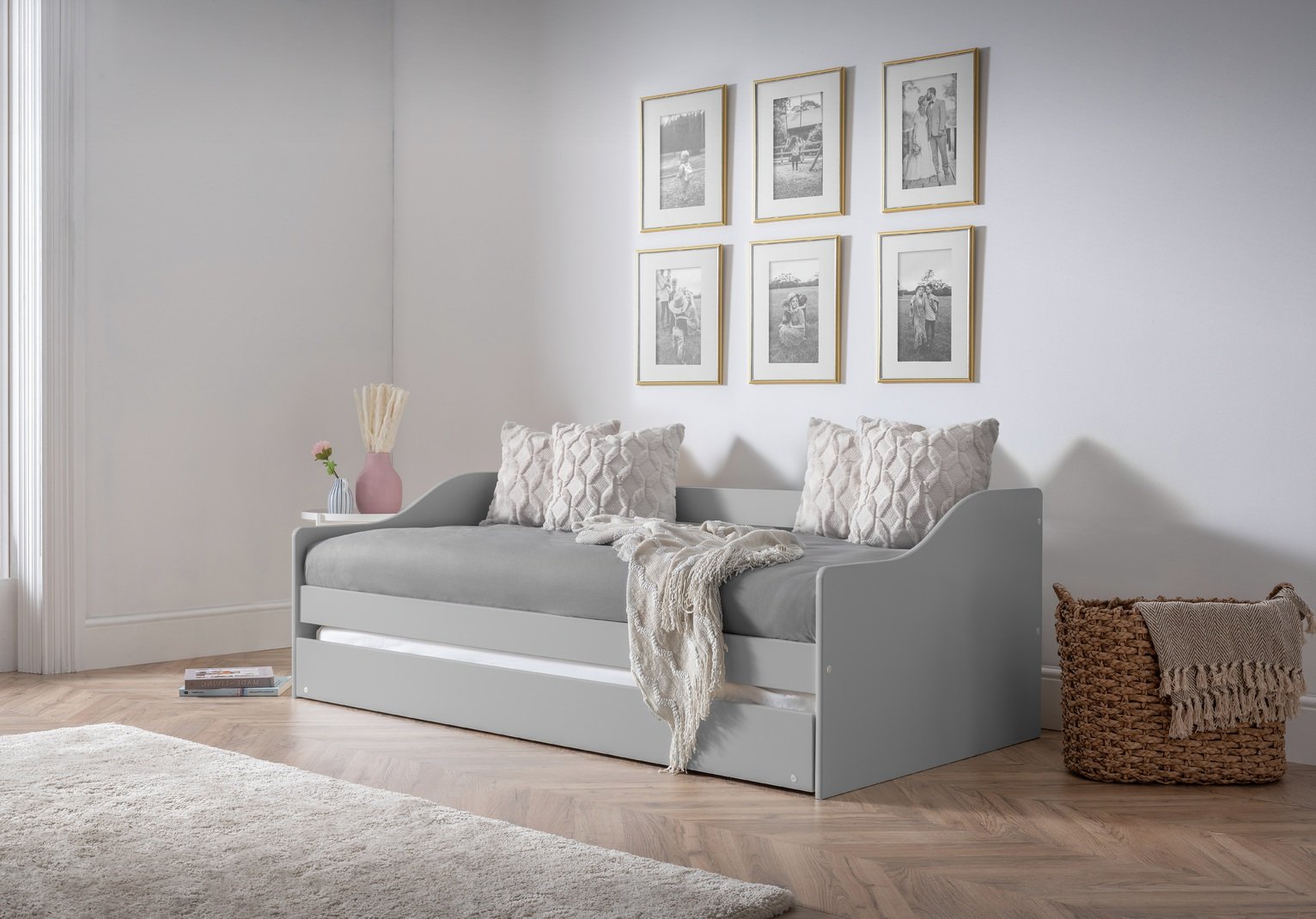 Julian Bowen Elba Wooden Day Bed with Trundle - Grey