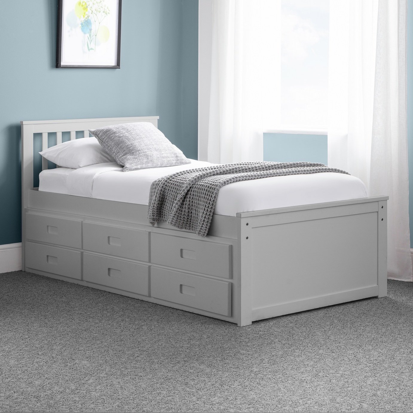 Julian Bowen Maisie Guest Bed with Drawer - Grey