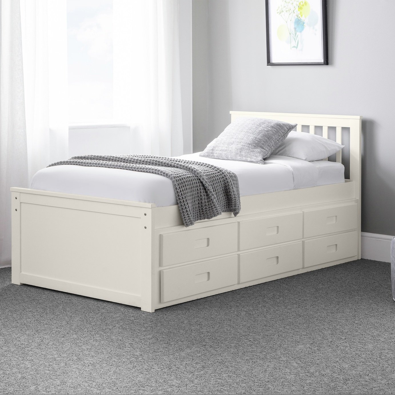 Julian Bowen Maisie Guest Bed with Drawer - Off White