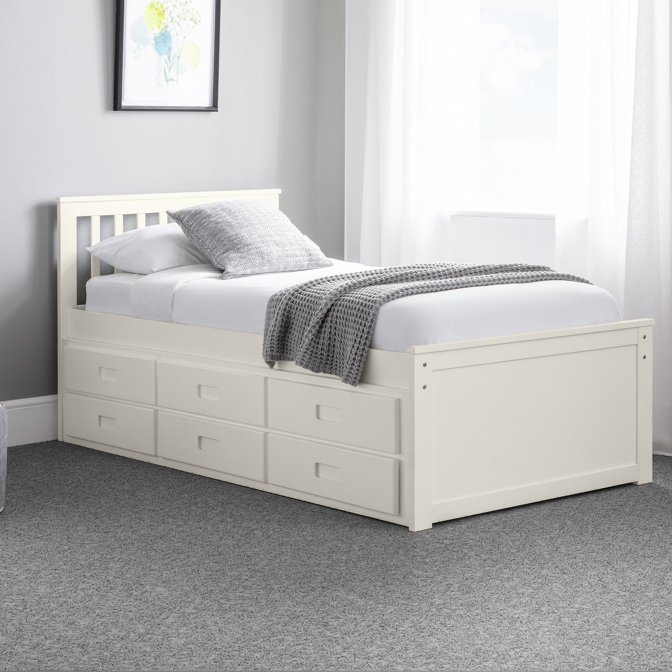 Julian Bowen Maisie Guest Bed with Drawer - Off White