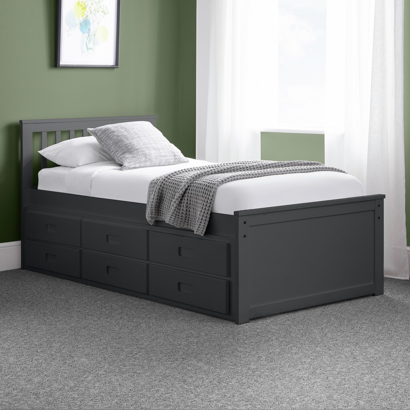 Julian Bowen Maisie Guest Bed with Drawer - Anthracite