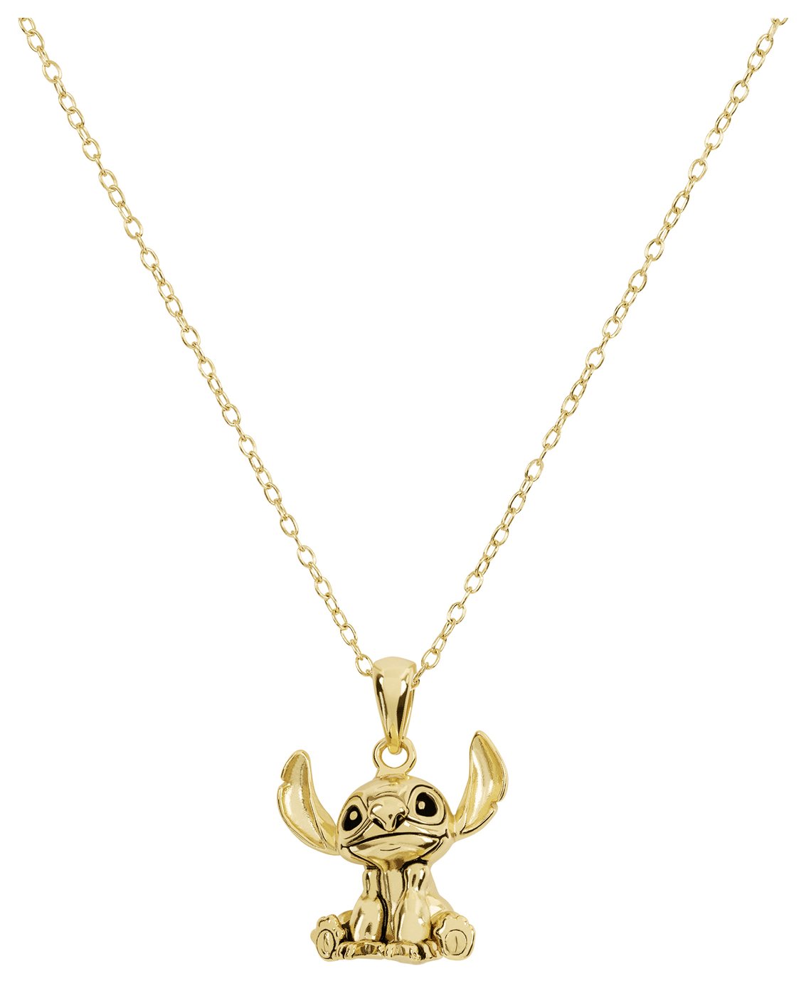 Disney Gold Plated Silver Lilo and Stitch Pendant Necklace