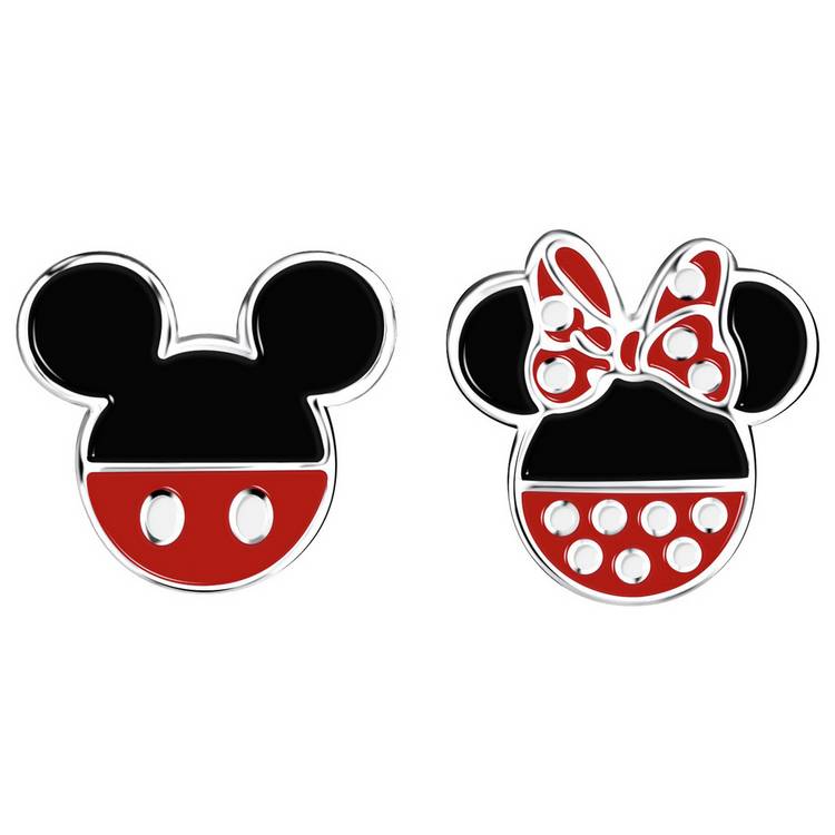 Disney Sterling Silver Mickey and Minnie Mouse Stud Earrings 0