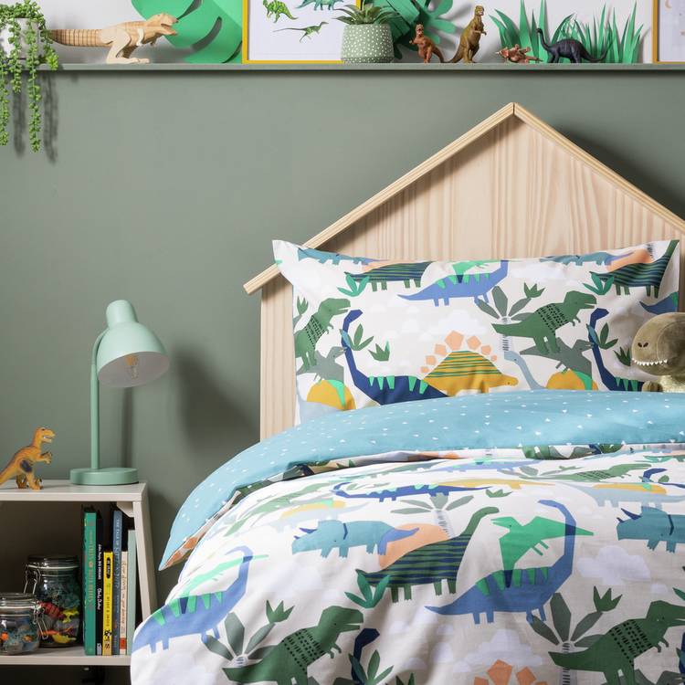 Habitat Little Dino White Kids Bedding Set - Single 0