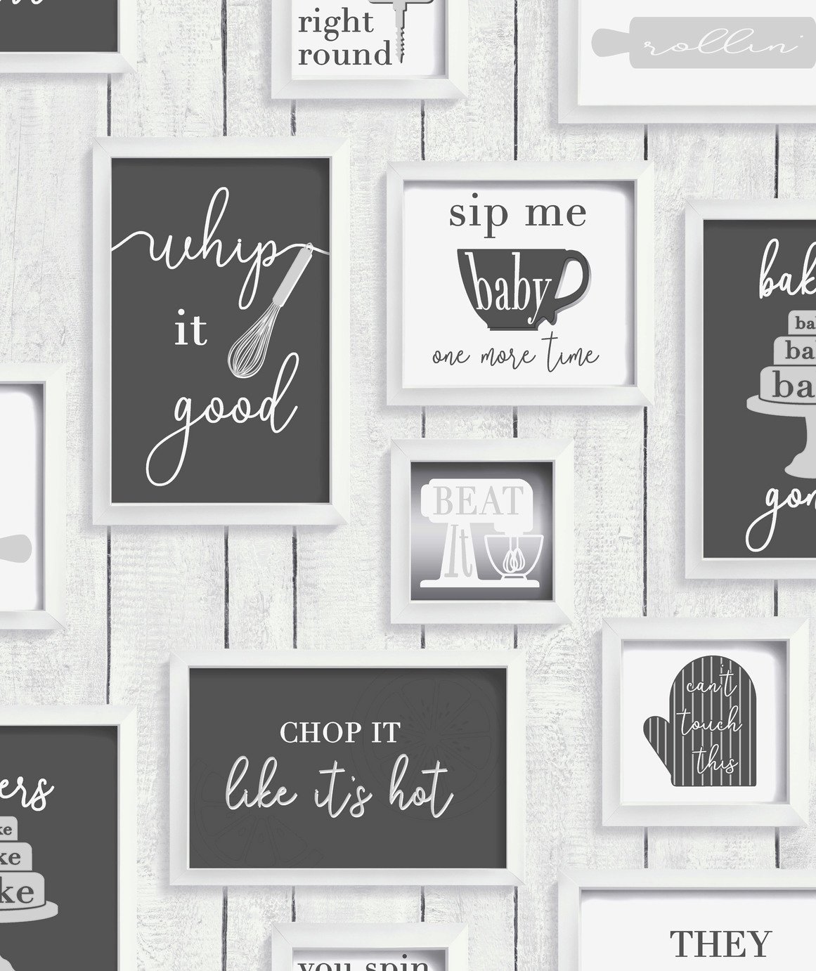 Contour Framed Kitchen Quotes Black & White Wallpaper Review