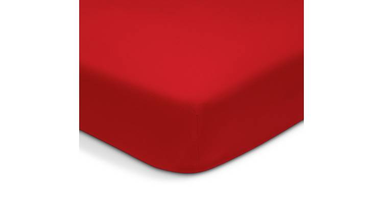 Habitat Soft and Cosy Brushed Cotton Red Fitted Sheet - Sin