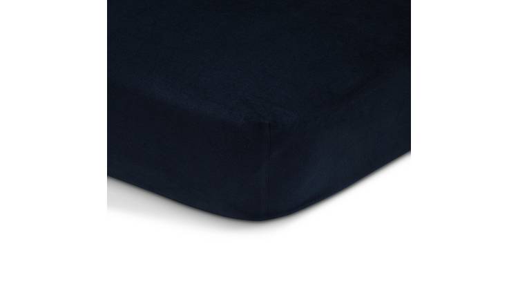 Habitat Soft and Cosy Brushed Cotton Navy Fitted Sheet - D