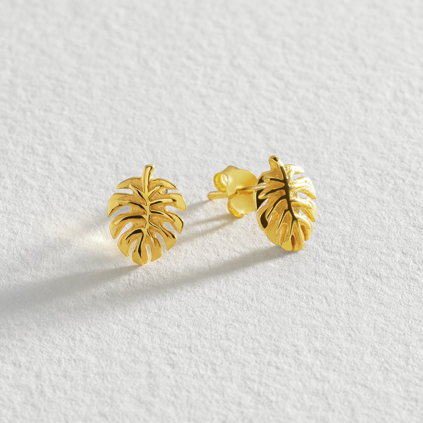 Revere Gold Plated Sterling Silver Palm Leaf Stud Earrings