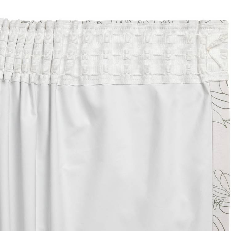 Habitat Floral Blackout Pencil Pleat Curtains -Green & White 0