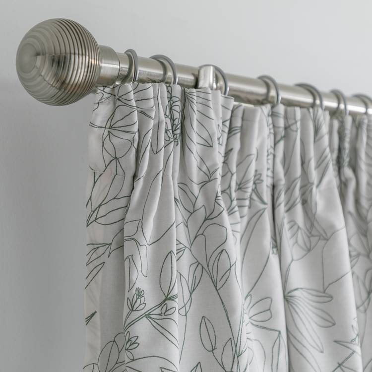 Habitat Floral Blackout Pencil Pleat Curtains -Green & White 0