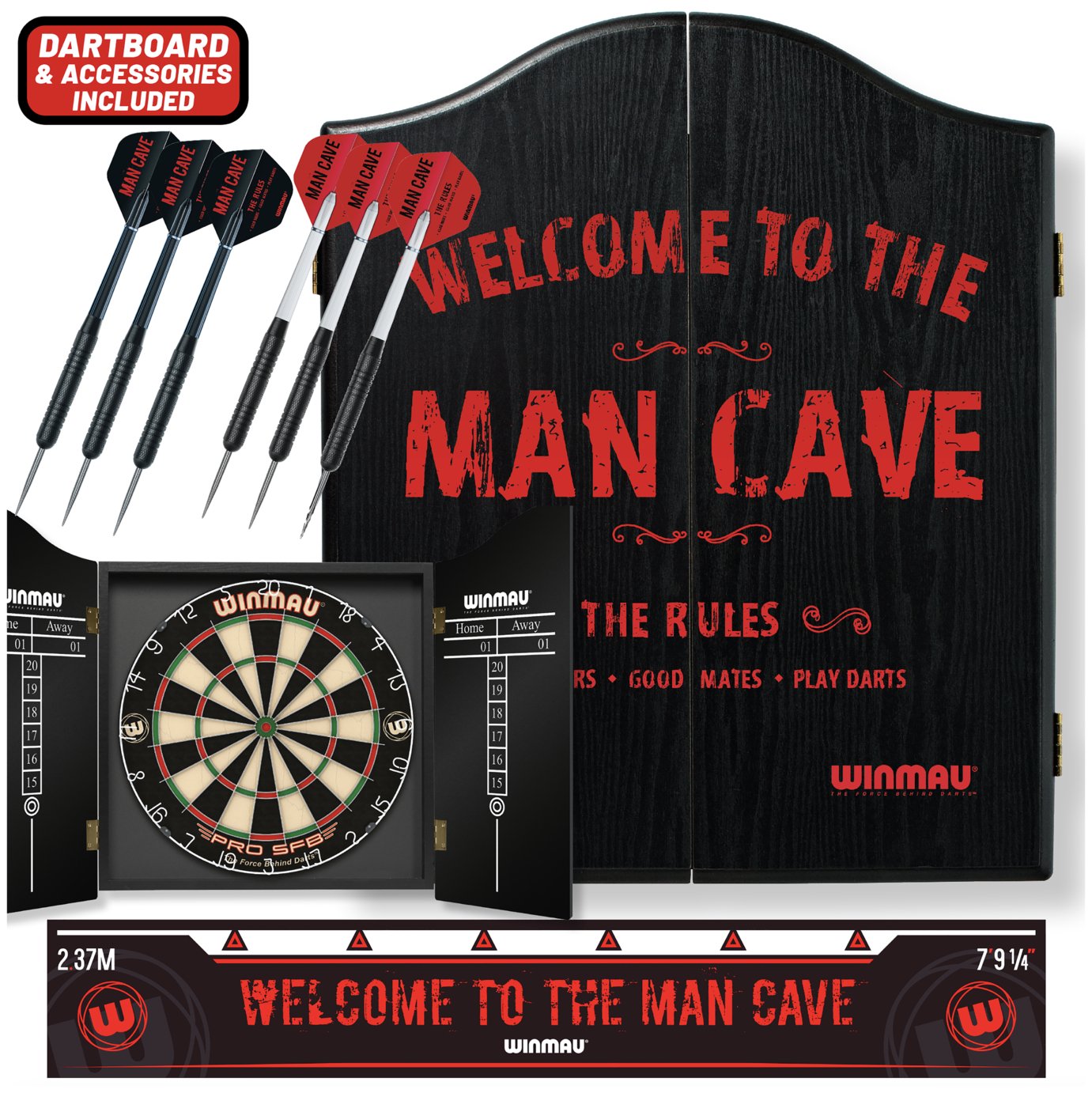 Winmau Man Cave Dartboard & Darts Gift Set