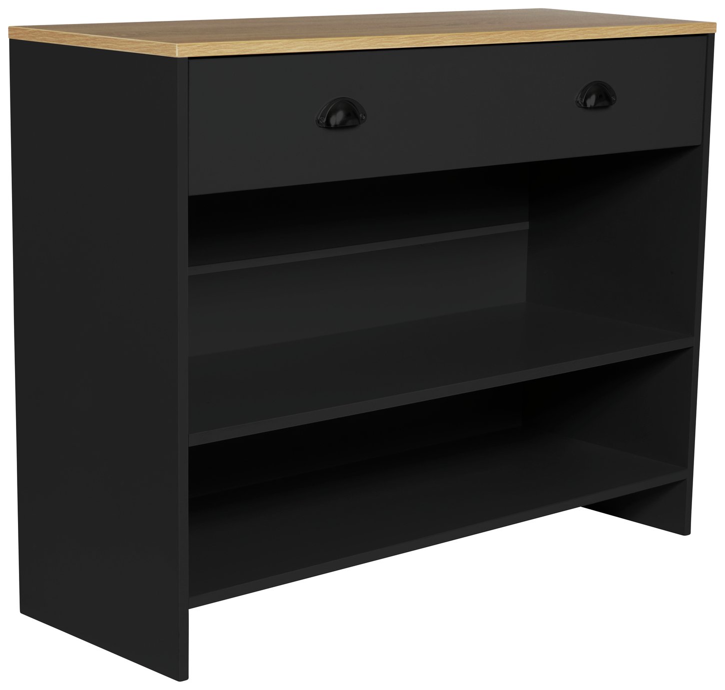 Lloyd Pascal Linwood 1 Drawer Console Table - Black & Oak