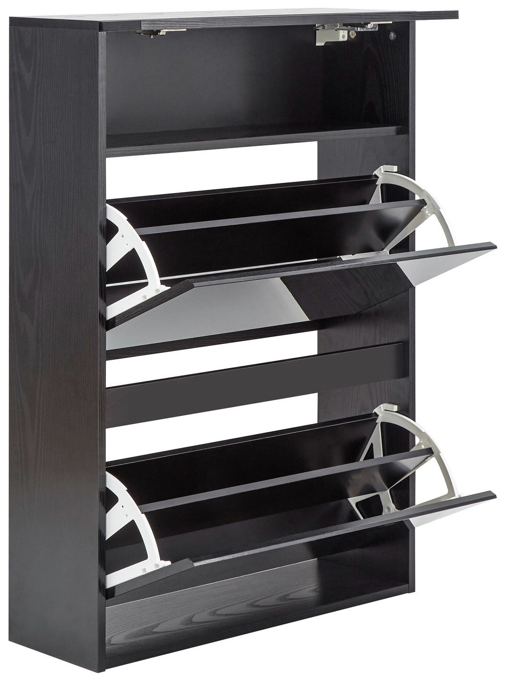 GFW Galicia 2 Shelf With LED Light Shoe Storage - Black