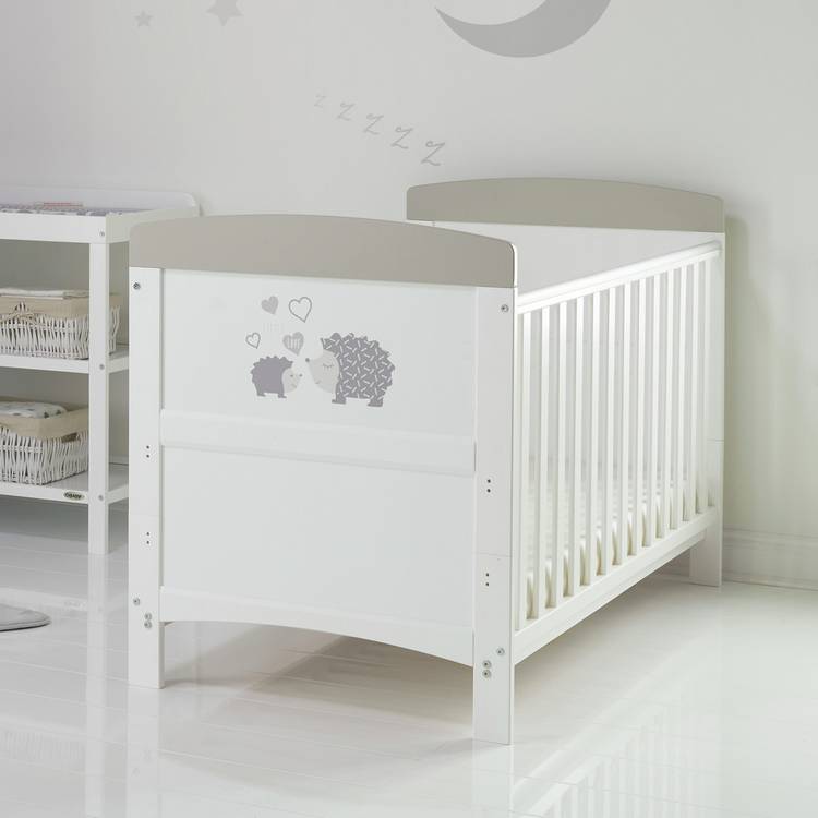 Obaby Hedgehog Cot Bed and Fibre Mattress - Grey 0