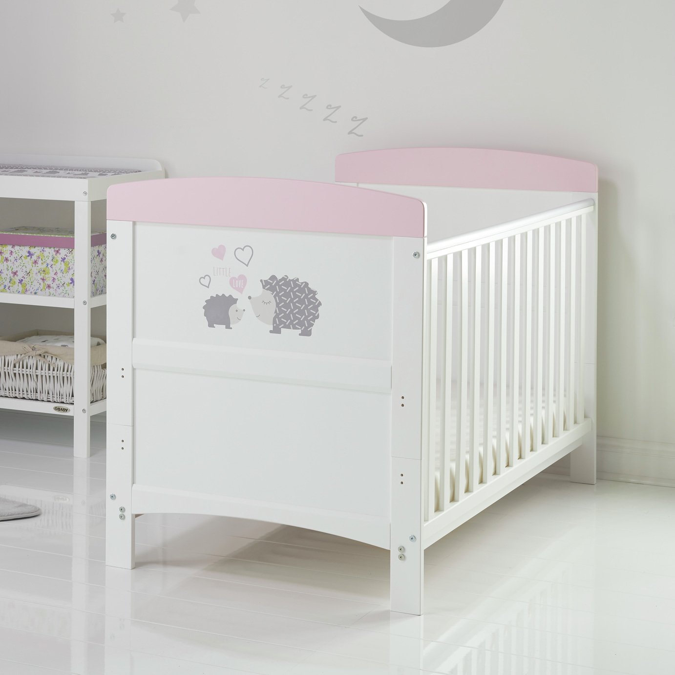 Obaby Hedgehog Cot Bed with Fibre Mattress – Pink 