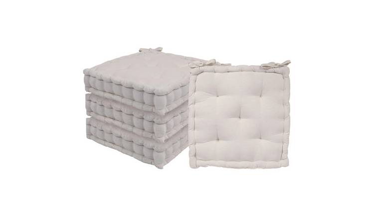 Harbour Housewares Square Seat Pads - 40 x 40cm - Cream - Pack of 4