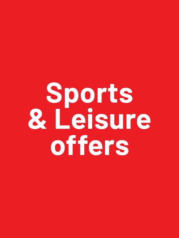 Great savings on sports and leisure including bikes, fitness and much more.