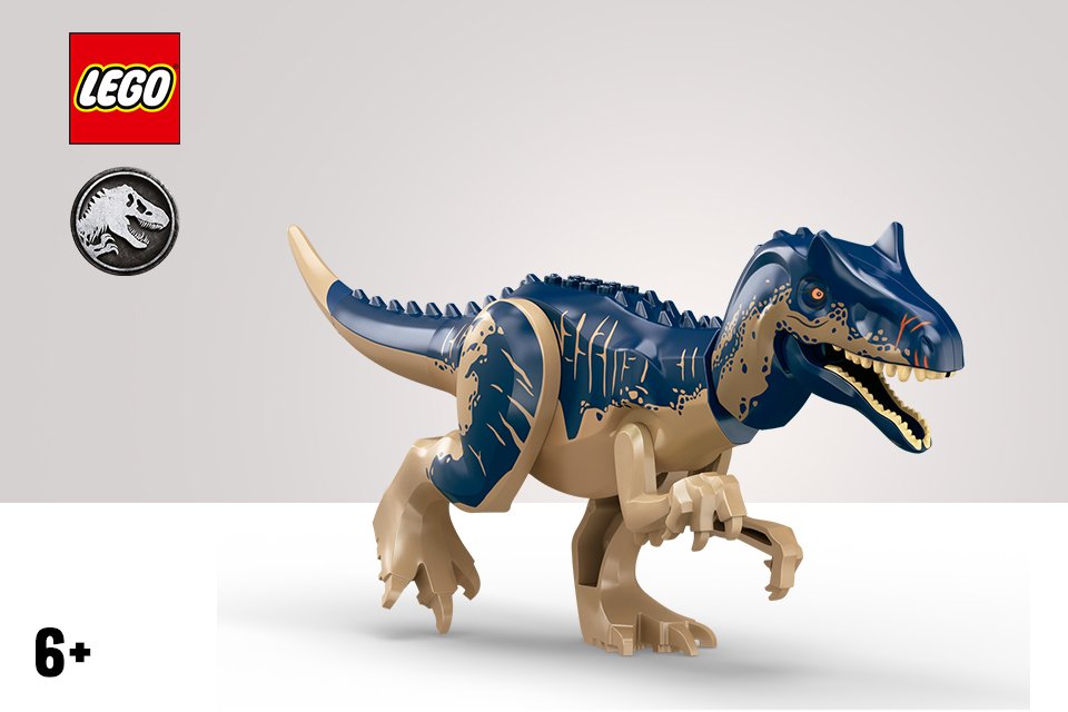 LEGO® Jurassic World dinosaur on a light grey background.