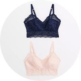 Bralettes and crop tops.