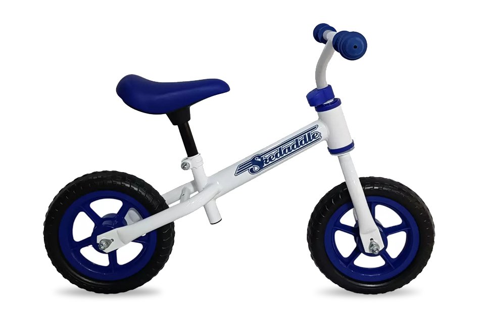 A Skedaddle 10 inch wheel size kids' balance bike.