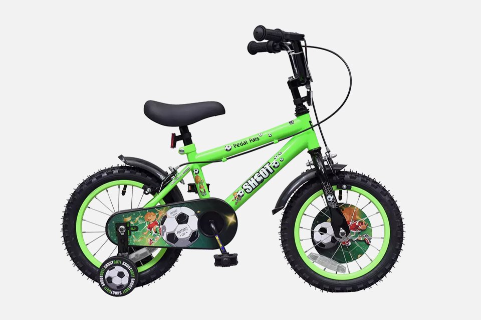 A Pedal Pals 14 inch wheel size kids' mountain bike.