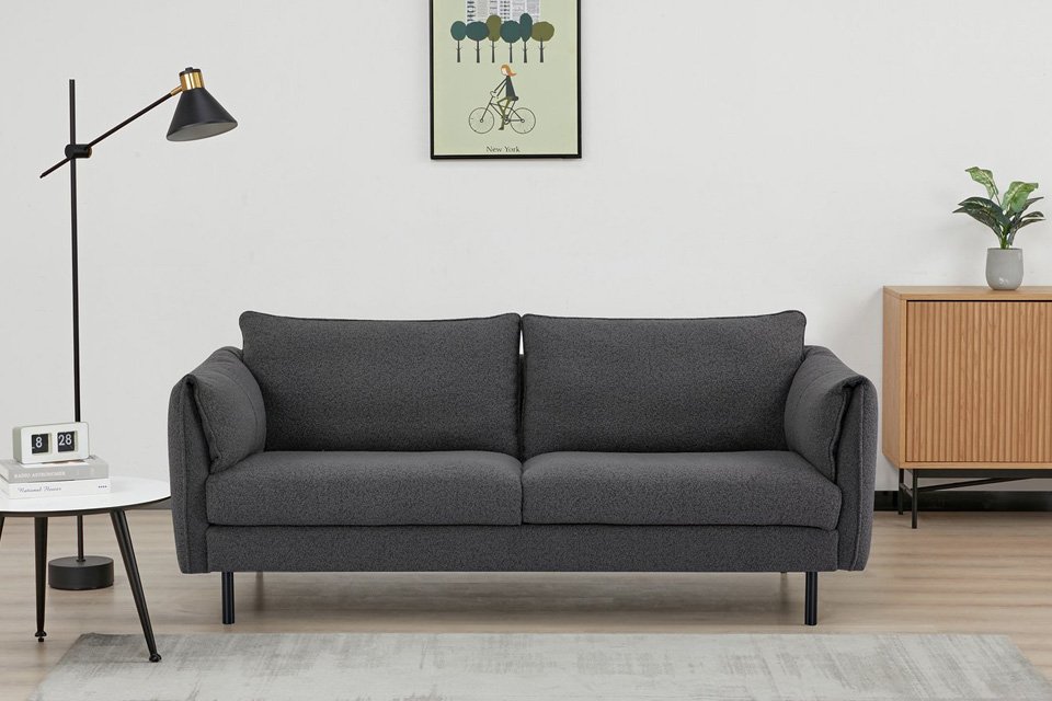 Habitat Betsy Boucle 3 seater grey sofa in a box.