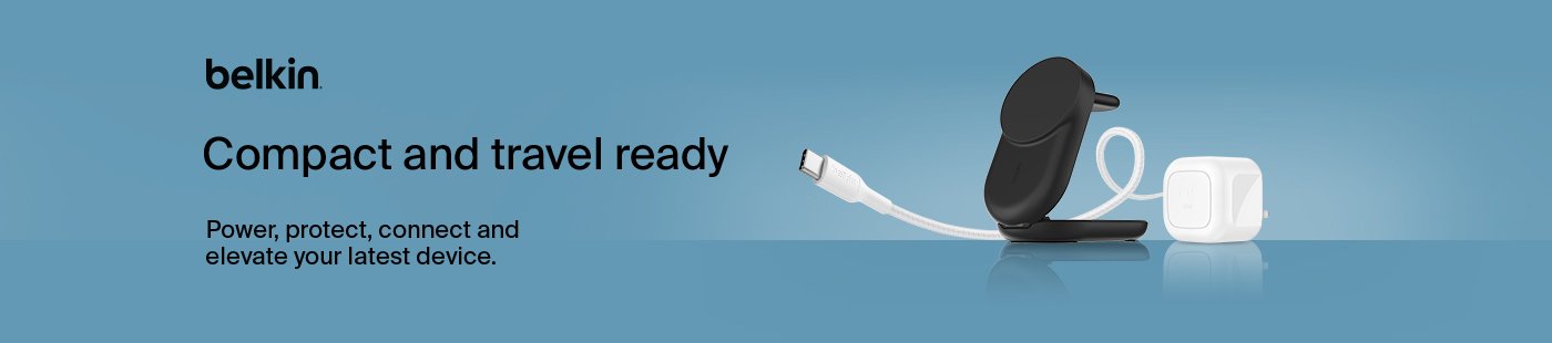 Belkin. Compact and travel ready. Power, protect, connect and elevate your latest device.