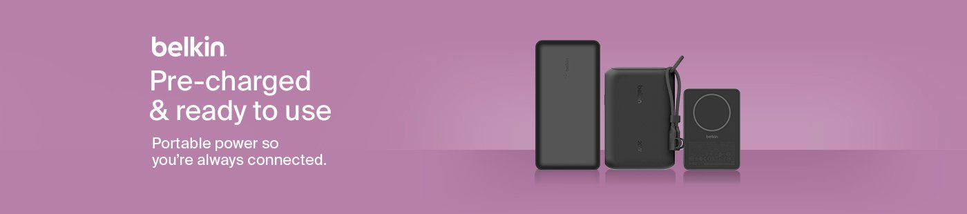 Belkin. Pre-charged and ready to use. portable power so you're always connected.